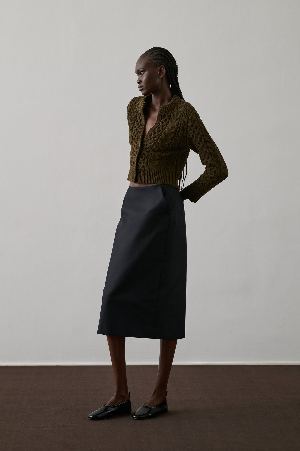 Cardigan Conrad - Kaki Chiné - Laine - Femme vue 3