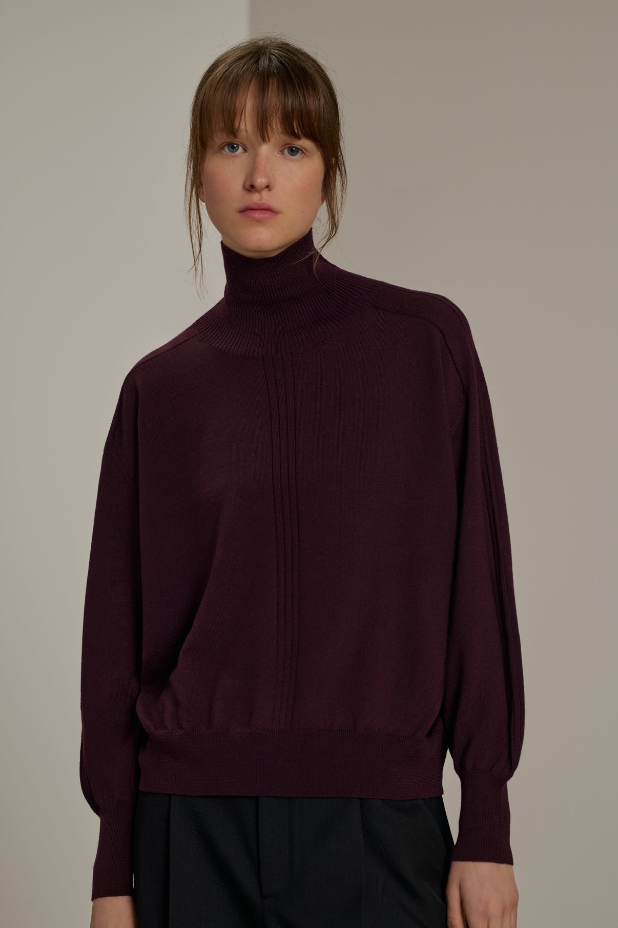 Pull Nord - Aubergine - Laine - Femme vue 1